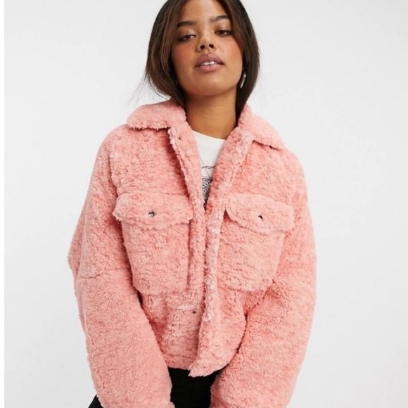 Free People Jackets & Blazers - EUC Free People We The Free Pink Teddy Sherpa Jacket Small